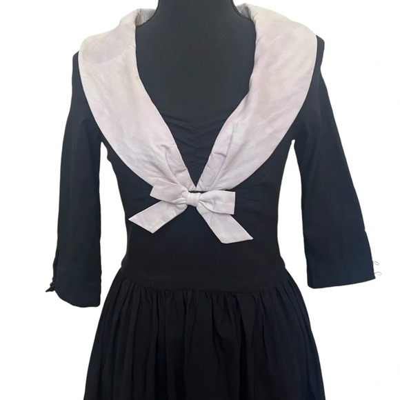 Unique Vintage Deadstock 1950’s Pinup Sailor Dress Black White Size Medium - Picture 3 of 12